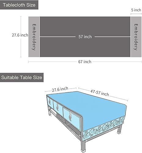 Miniatura 5 de Traditional Feature Coffee Table Cover Rectangle with Embroidered Flowers.Coffee Table Cloth and Tea Table Runner for Living Room,Machine Washable