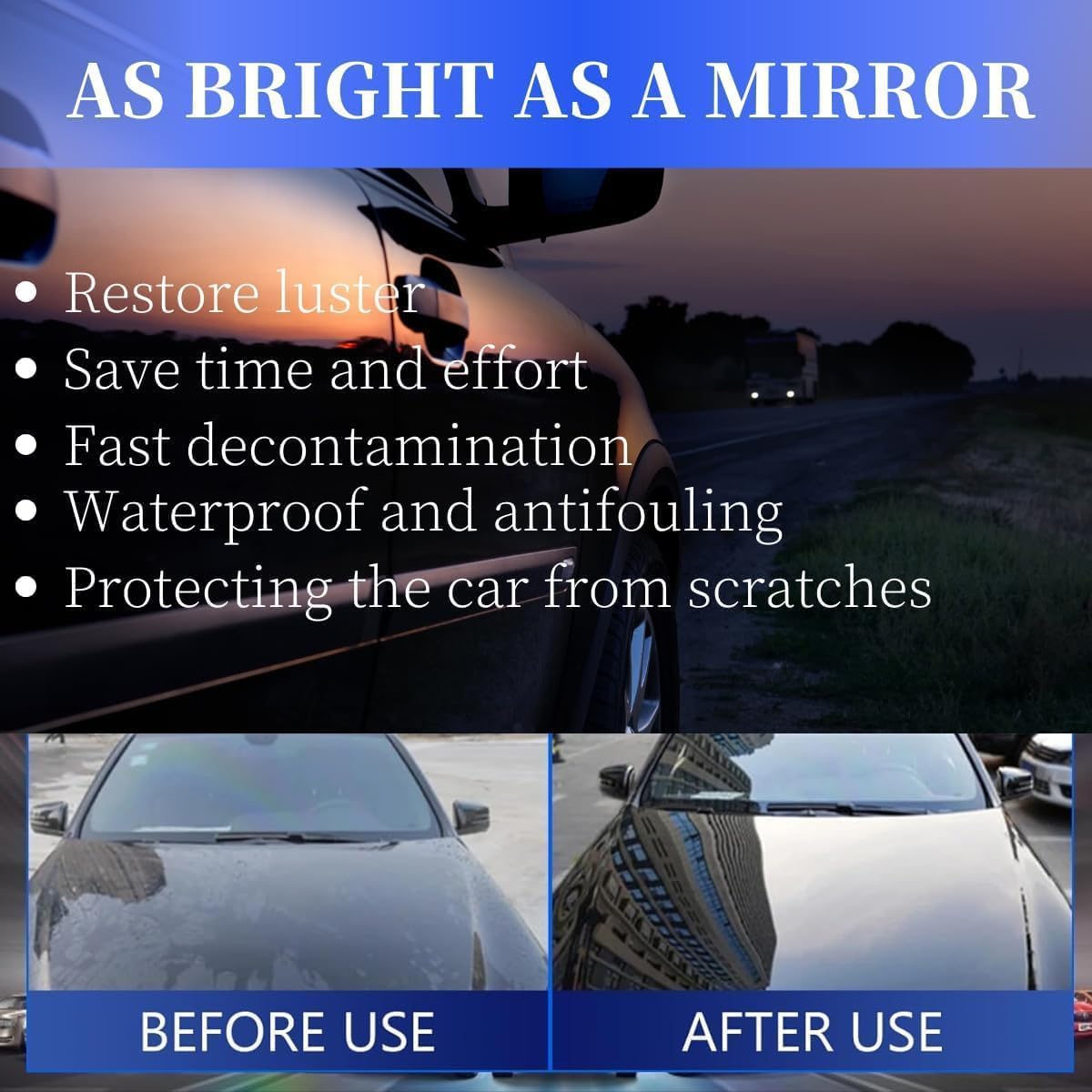 Sopami Car Coating Spray,Quick Effect Coating Agent,Quickly Coat Car Wax,Car Scratch Wax Polish Spray Waterless Wash,Oil Film Emulsion Glass Cleaner with towel (2 pcs) - Image 3