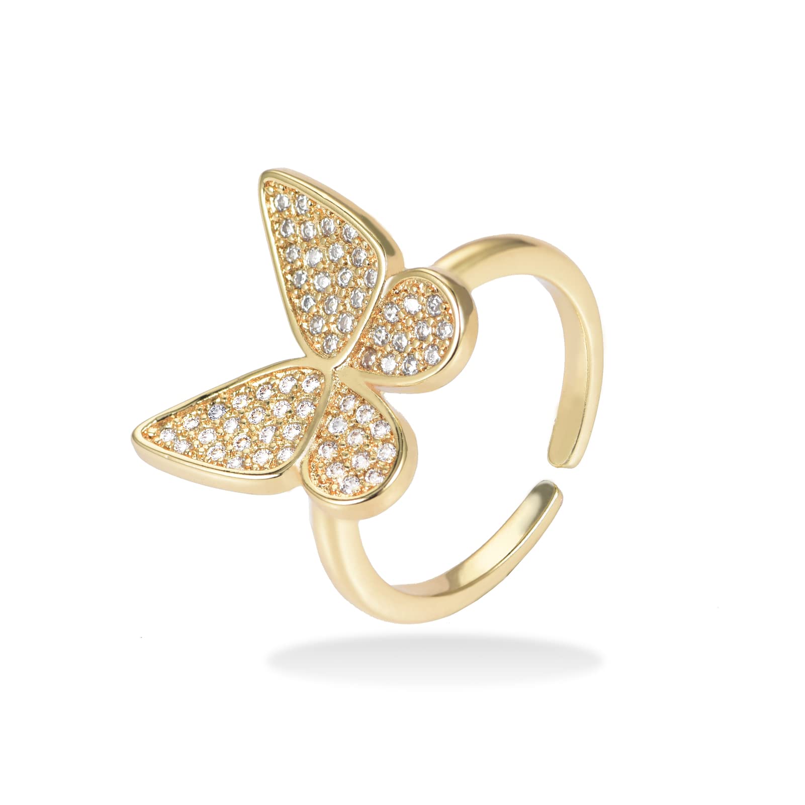 LSxAB Gold Rings for Women Snack Panther Butterfly Angel Wing Minimalism Adjustable Open Ring Band Statement Jewelry Gift for Mom Sister Daughter