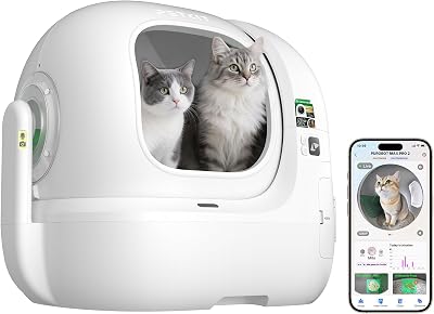 PETKIT PUROBOT MAX PRO 2 Lettiera Gatto Autopulente, Fotocamera AI, Ingresso Ultra Largo, Visione Notturna 210°, App WiFi 2,4/5GHz, Imballaggio Senza Contatto, Monitoraggio Salute, Multi-Gatto