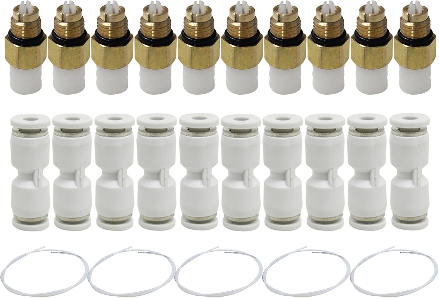 10Pcs M8 Valve Suspension Fittings with 10Pcs Straight Connectors with 5M Air Line Hose Compatible with Mercedes-Benz W164 W251 W164 W212 W211 W220 W221 1643200625