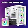 RUIX OV403 | ATX Computer Case | 4 * 120mm Prism ARGB PWM Fans | Three Sided Tempered Glass | Gaming PC Case | USB 3.0 | Type C (White)