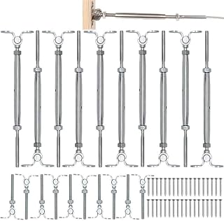 WELTEK [10-Pack] T316 Stainless Steel 180°Adjustable 1/8" Cable Railing Kit/Hardware for Wood Post