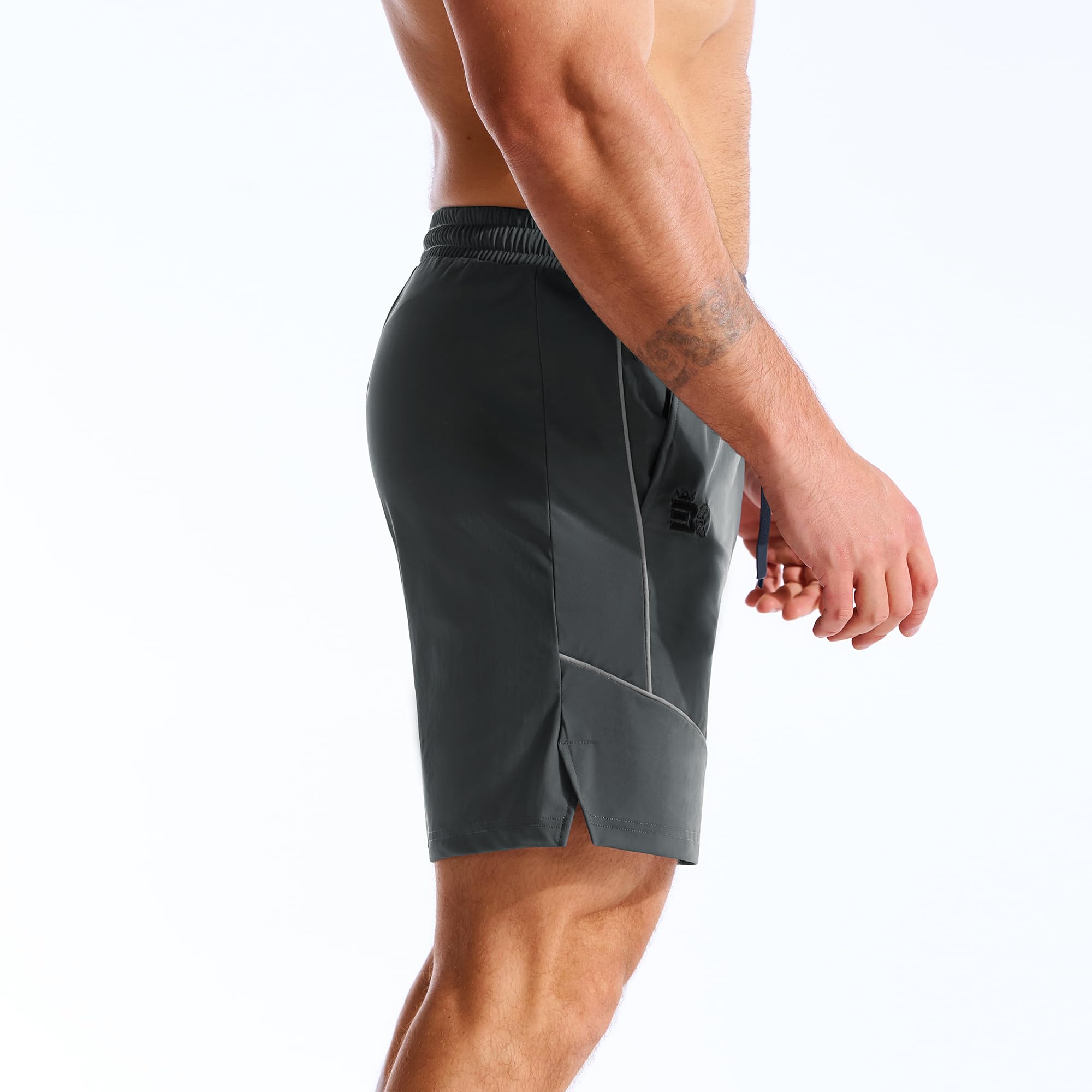 BROKIG Fitness Sport Shorts Herren Gym Workout Kurze Hose | Schnell Trocknend Laufhose Herren Kurz, Sport Shorts mit Reißverschlusstasche, Trainingshose Herren Kurz