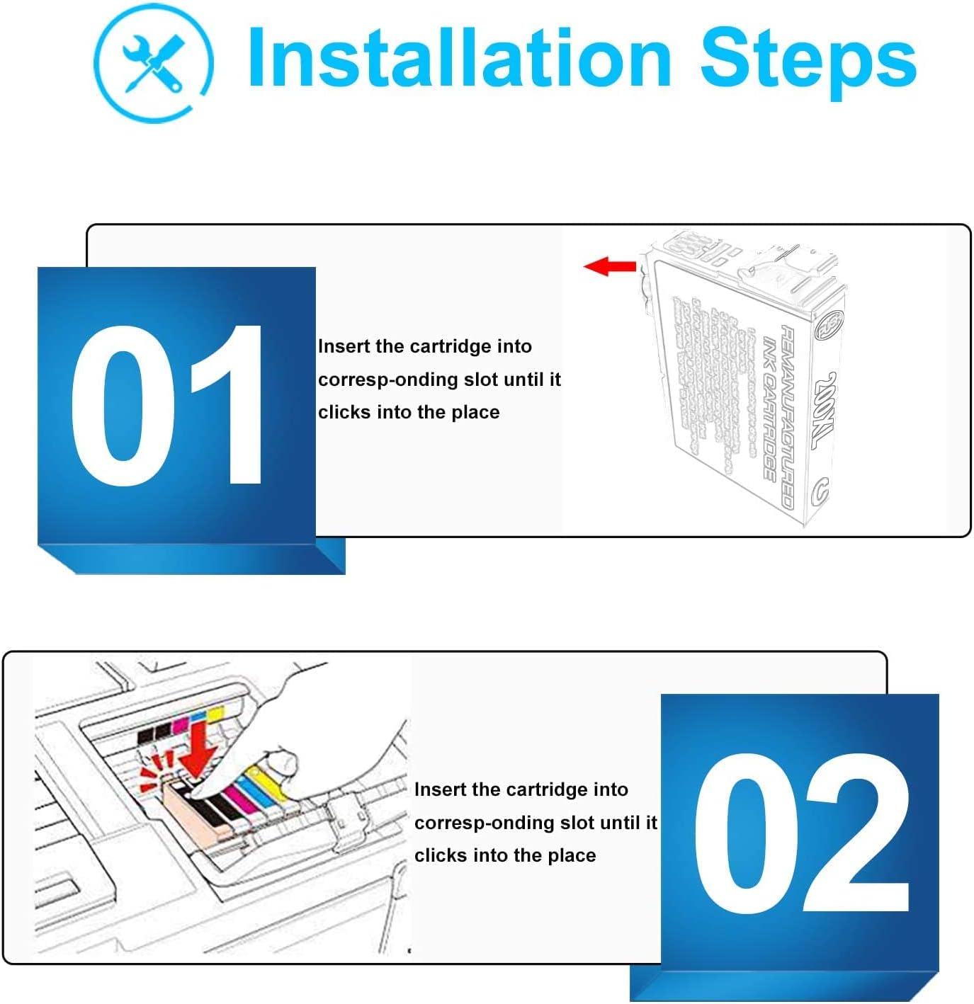 Limited Stock Run Star Remanufactured 5 Pack Ink Cartridge Replacement for Epson 200XL 200 T200XL T200XL120 use with XP-200 XP-310 XP-400 XP-410 WF-2520 WF-2540 Printer (2 Black, 1 Cyan, 1 Magenta, 1 Yellow)