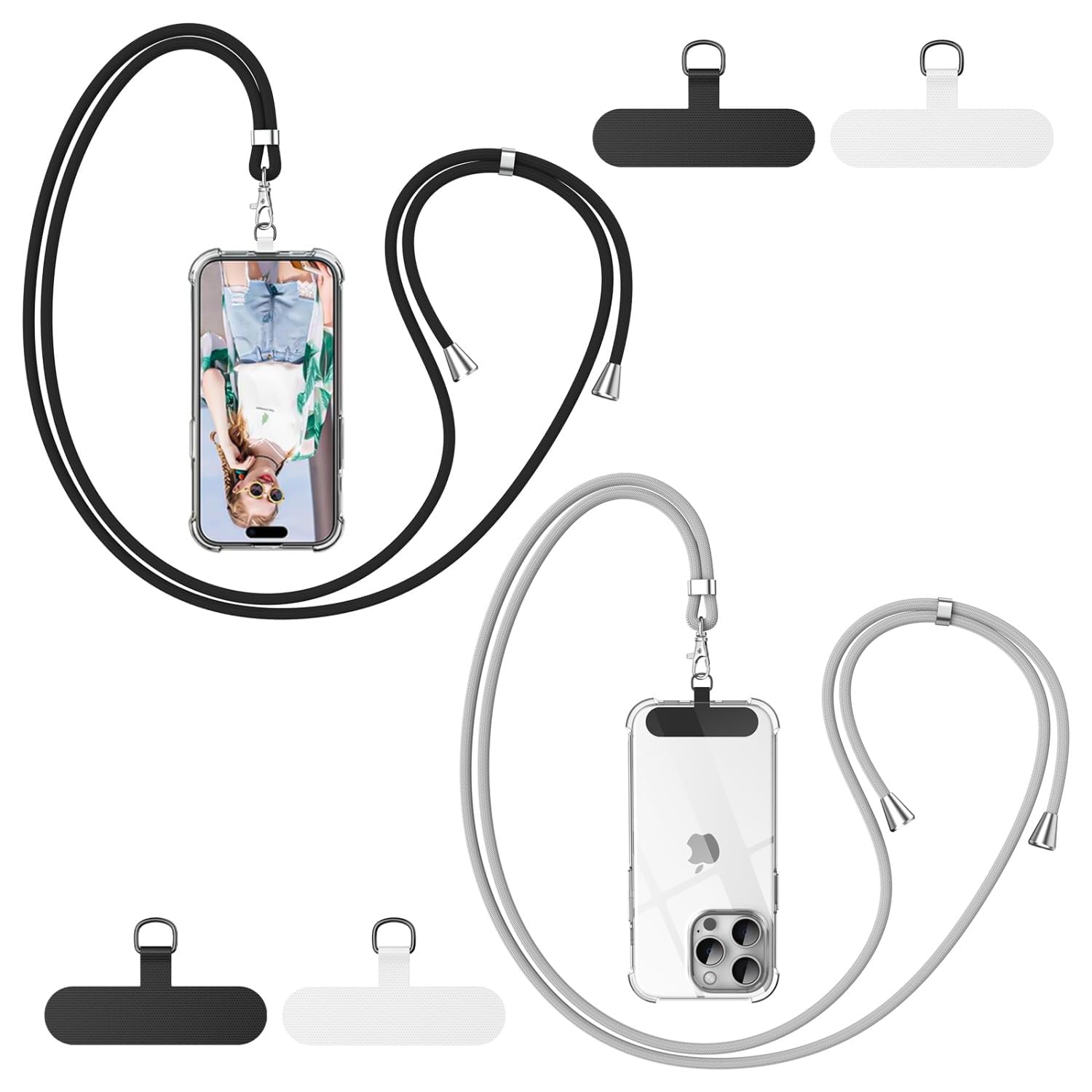 caslord Handyband Universal mit 2 Stück Universelles Patch | 160cm | Handy Lanyard mit Hülle kombinierbar | Einstellbar und Abnehmbar | für Sport Reisen und Babypflege