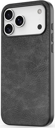 for iPhone 17 Pro Case Slim PU Leather Vintage Shockproof Phone Cover Lightweight Premium Soft TPU Bumper Hard PC Hybrid Protective Case for iPhone 17 Pro 6.3 inch 2025 Black