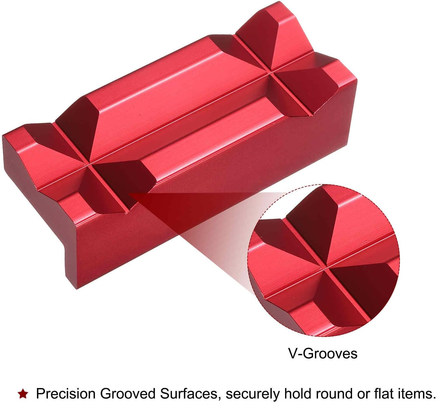 HARFINGTON 2set Magnetic Vise Jaws 4 Inch Magnet V-Grooves Soft Aluminum Bench Jaw Pads Covers Multi-Purpose Protector for Woodworking Jewelry Making Plumbing, Red