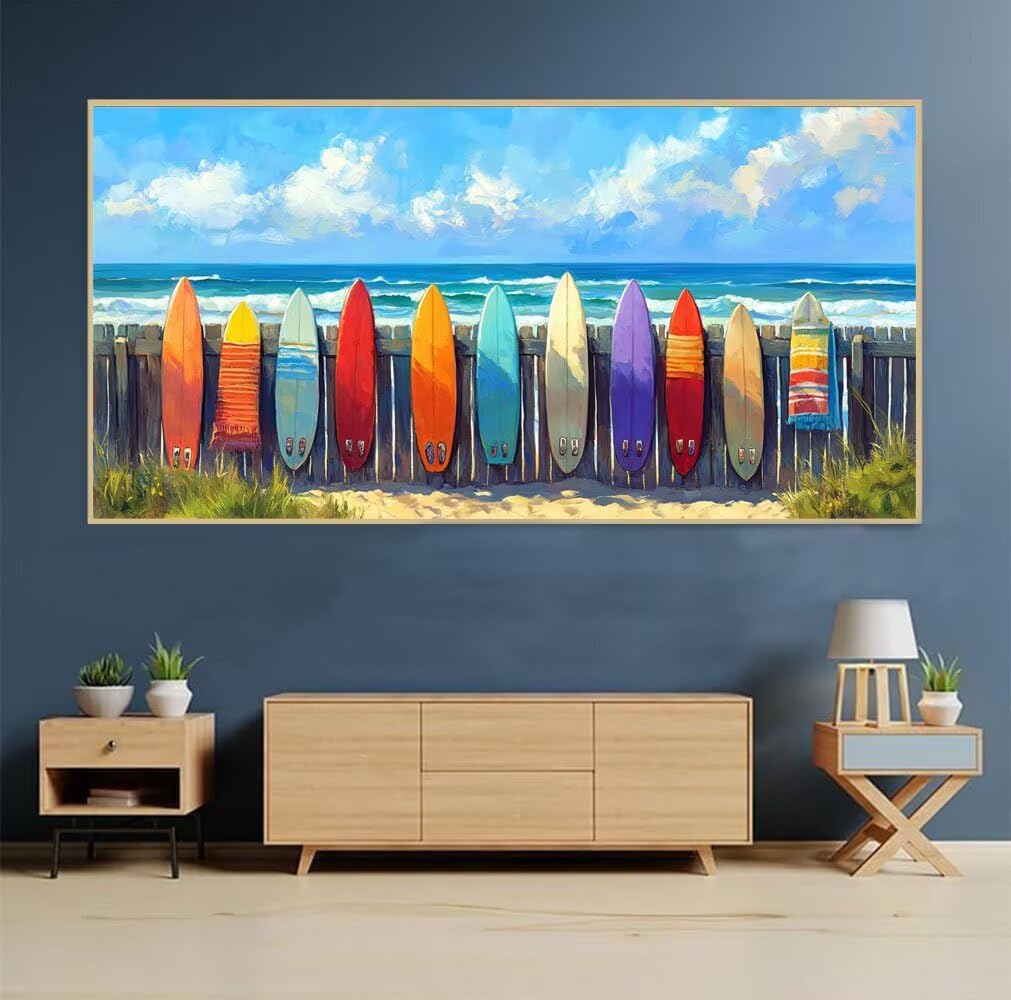Tavola da surf Dipingere Con I Numeri Adulti, Lavoretti Creativi Per Bambini, mare DIY Paint By Numbers Creativo Kits, Con Tela, Colori Acrilici, Pennelli, Idee Regalo Donna 80x120cm U-98