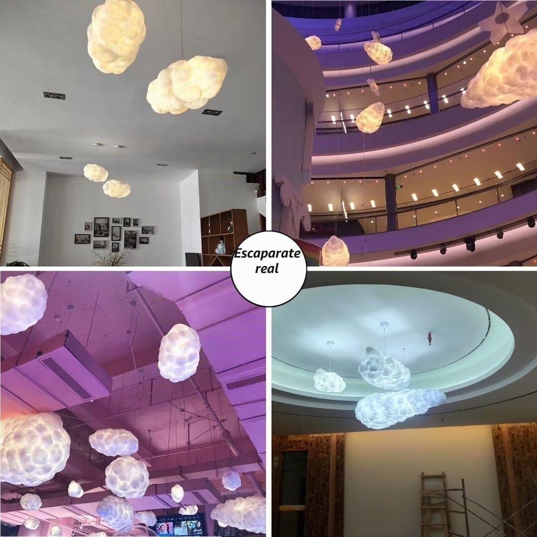 Lámpara colgante de nube de simulación creativa de algodón con forma de nube flotante, lámpara de techo decorativa para dormitorio, comedor, pasillo