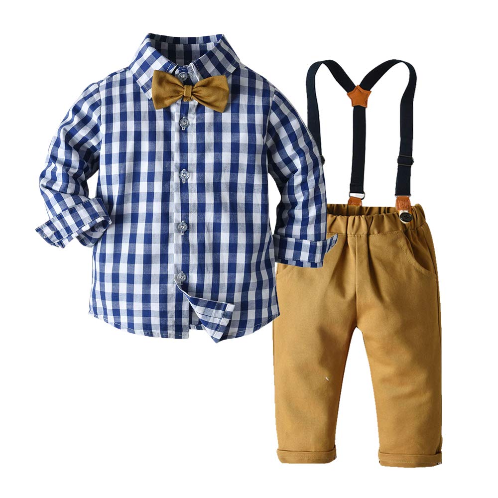 Conjunto de ropa para caballero y bebé, corbatines, camisas + tirantes y pantalones