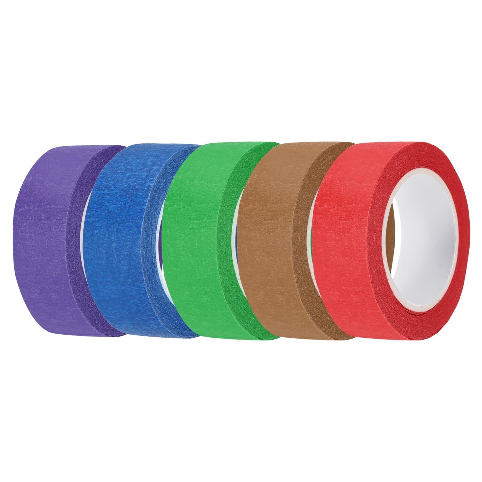 sourcing map 5pcs 13/16" x 11 Yard Colored Masking Tape Universal Crepe Paper Colorful Masking Painter Tape for Art Drawing DIY Handcraft Sealing, Dark Blue Dark Green Red Purple Brown โ image 1
