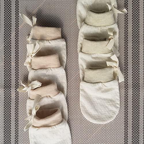 Organic Cotton Infant No Scratch Mittens Newborn for Baby Mittens 0-6 Months (free size, Patternless) - Thumbnail 4