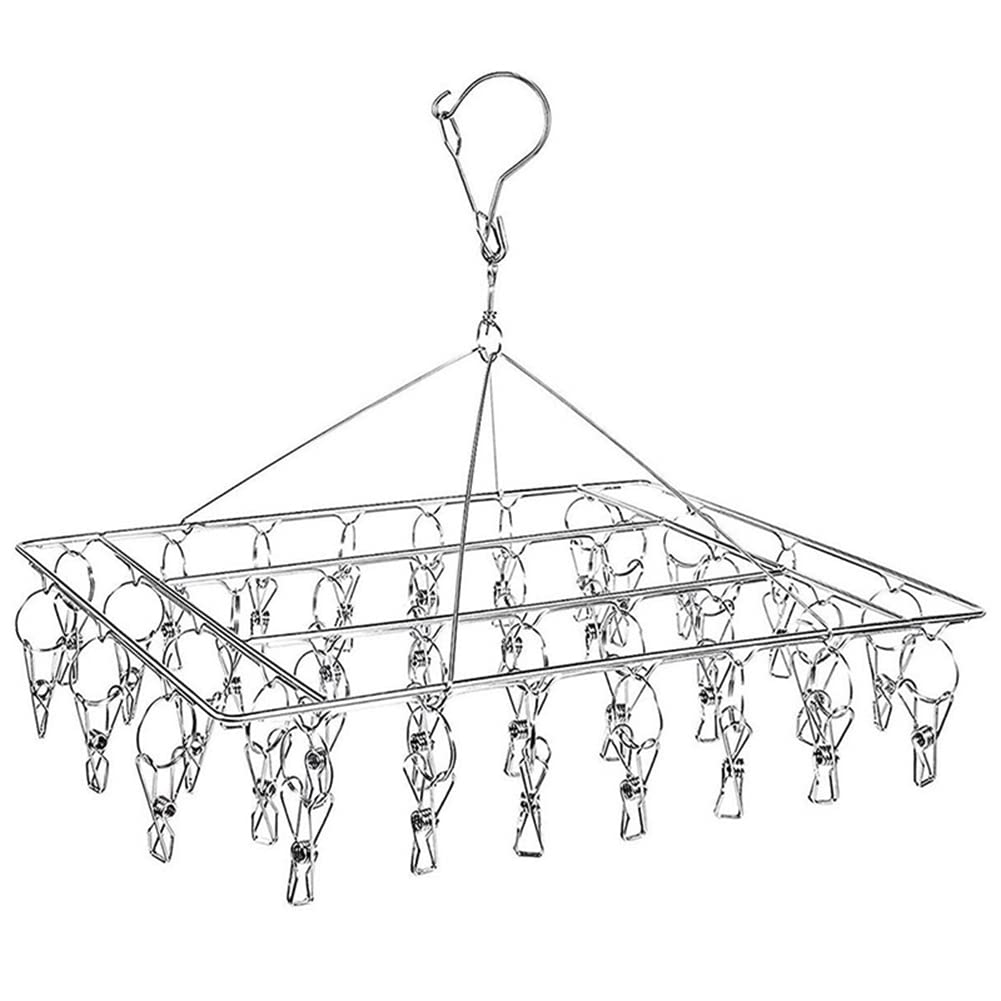 CTRLZS Sock Drying Racks Laundry Drip Hanger Rectangle with 30Pcs Pegs Indoor Outdoor Clothesline Hanging Dryer Clothespins Drying Baby Clothes,Towels,Underwear