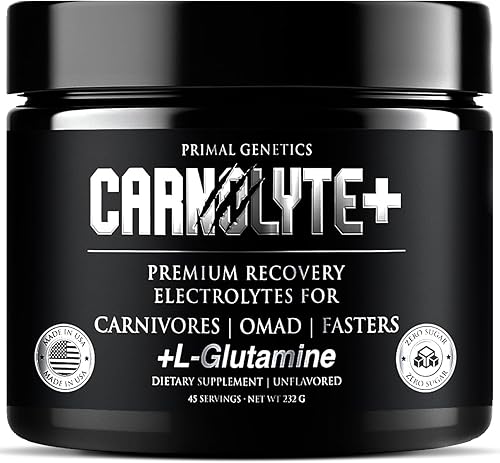 Polvo de electrolitos prémium para carnívoro, ayuno y OMAD, Keto  Mezcla sin sabor sin carbohidratos con glutamina  sodio, potasio, magnesio  45