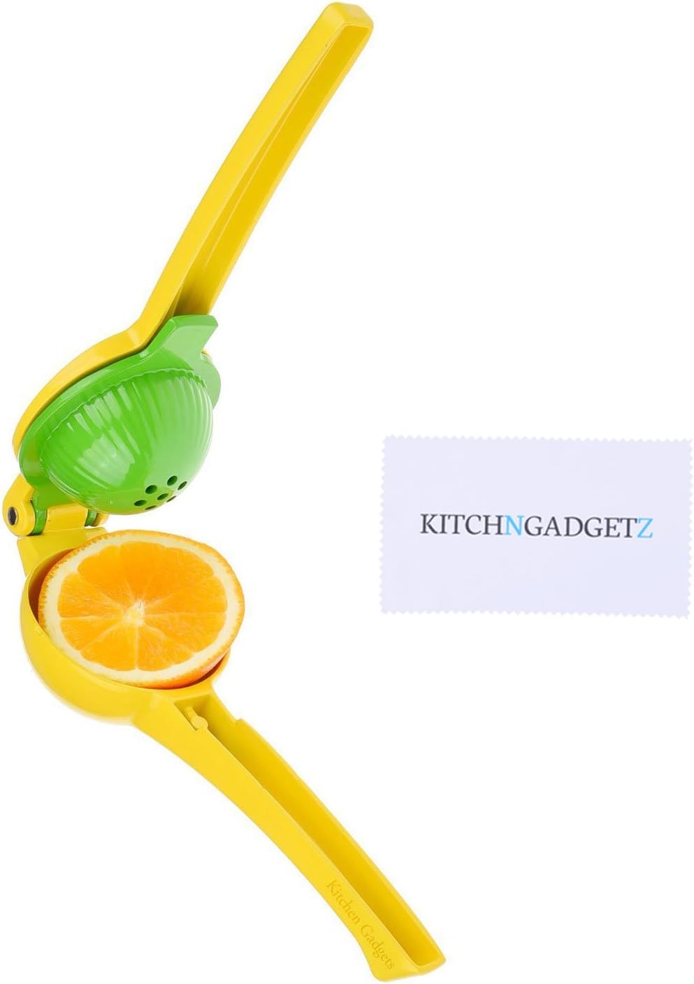 Lemon and Lime Squeezer Citrus Juicer - 2-Size Double Bowl - Heavy Duty - Enameled Aluminum - For Vitamin Rich Fresh Juice - with Kitch N Gadgetz Retail Pack and Cleaning Cloth