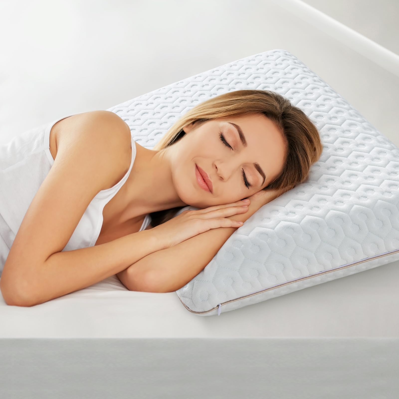 BedStory Gel Memory Foam Kissen 60x40, 10cm Höhe Weiches Kopfkissen für Seitenschläfer, Ergonomisches Kopfkissen mit abnehmbarem und waschbarem Bezug,Visco Kissen Öko-Tex Zertifiziert