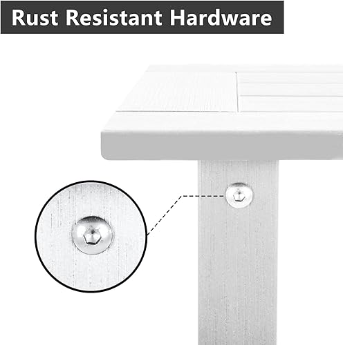Vista 45 de Double Adirondack - Mesa auxiliar rectangular para exteriores, resistente a la intemperie, para silla Adirondack, color gris