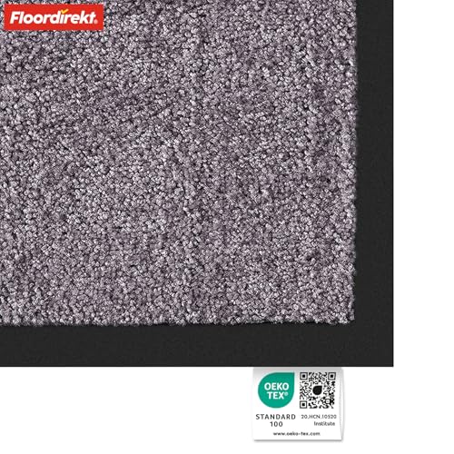 Floordirekt Schmutzfangmatte Rhine - waschbare & leistungsstarke Fußmatte - Sauberlaufmatte mit Rutschfester Rückseite - Türmatte für den Eingangsbereich (Grau (Sparrow), 90 cm x 120 cm)
