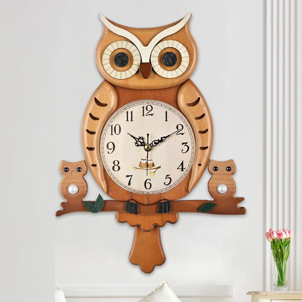 Pendel-Wanduhr aus Holz, nicht tickend, geräuschlos, batteriebetrieben, Pendel für Heimdekoration