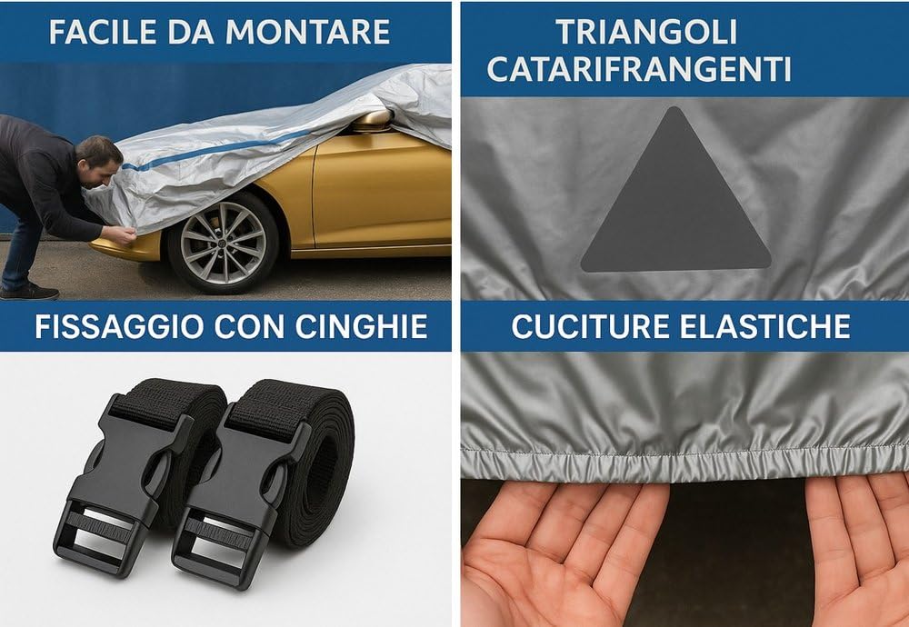 GEV Telo antigrandine auto suv con copertura finestrini S– Protezione per Parabrezza, Tetto, Cofano, Vetri Laterali e Baule – Antigrandine, Impermeabile e Antigraffio - 430 * 145 * 175 cm