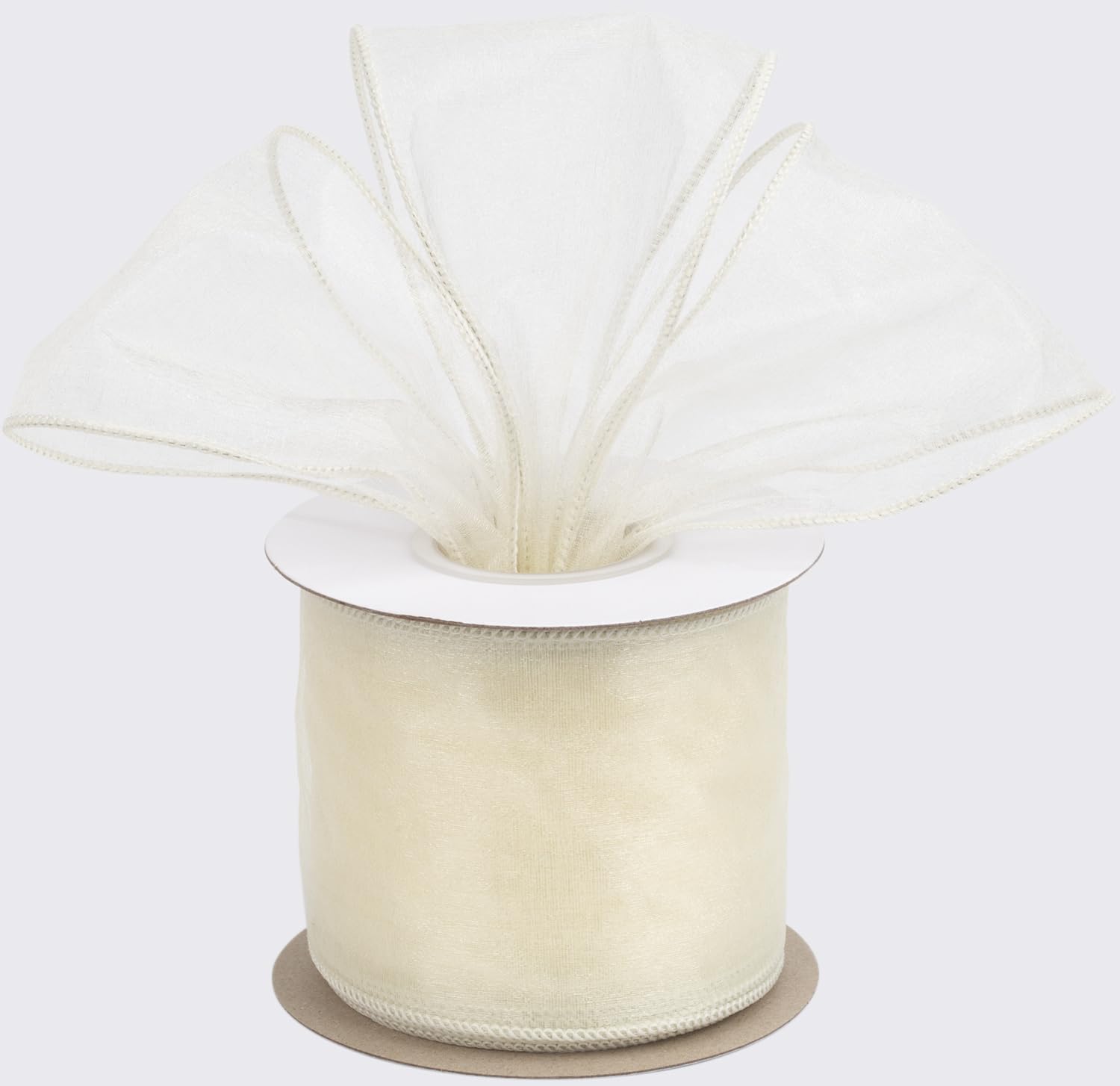 Joycrosso 3 Inch Ivory Wired Organza Ribbon - 20 Yards Sheer Decorative Ribbon for Gift Wrapping, Wedding Decor, Christmas Tree, Crafts & DIY Projects