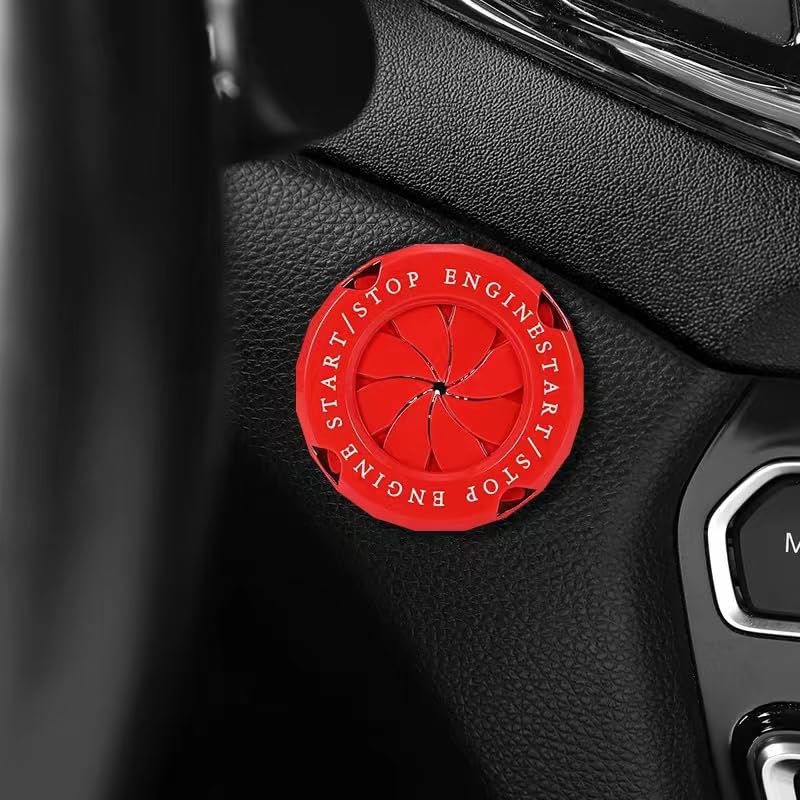 Image of Rotary Push Start Button Cover, Universal Car Engine Start Button Cover, Car Stickers Interior Decor, Car Accessories Motorcycle Ignition Key Switch Cover(Red)