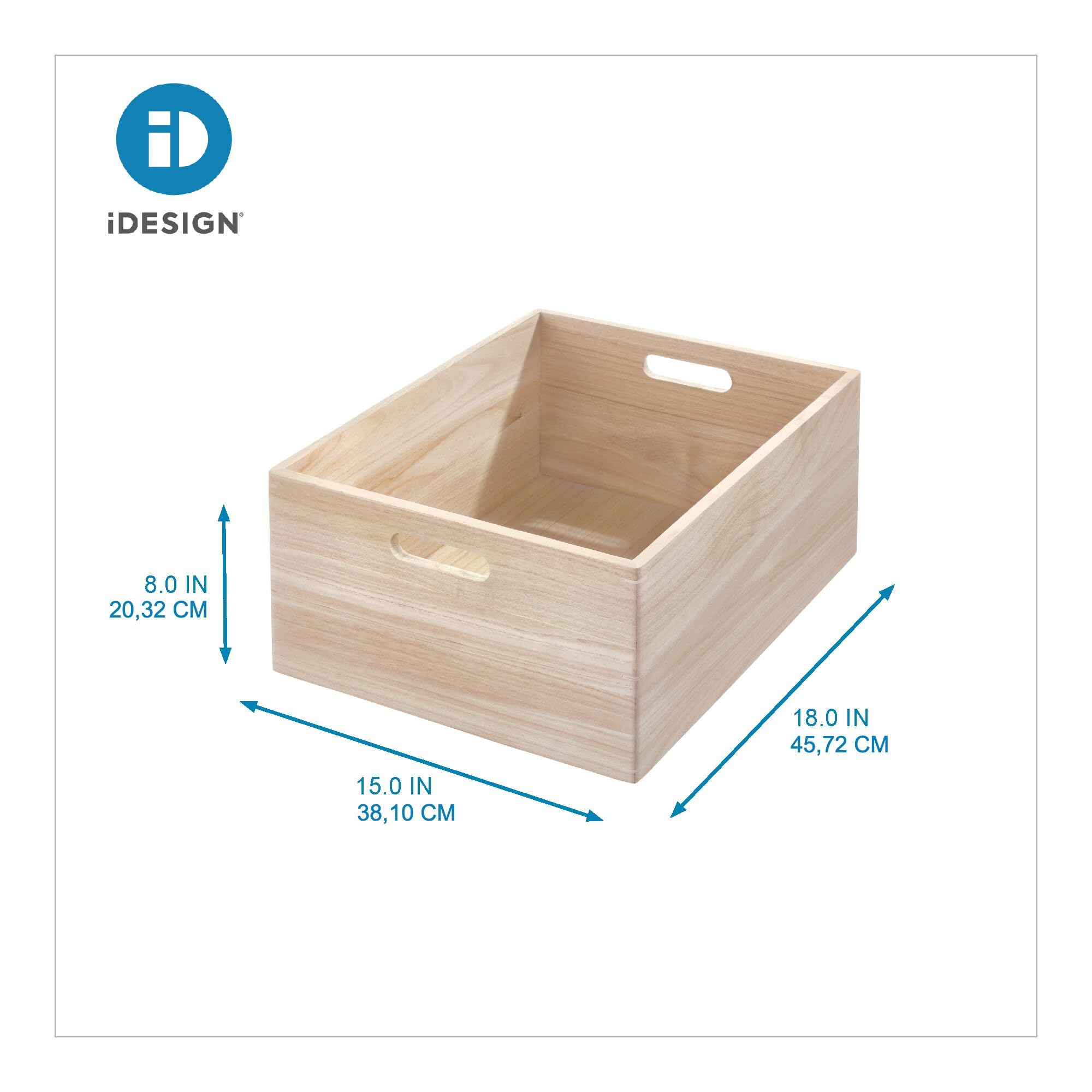 iDesign The Home Edit Series, Papelera L con asas, Madera, Natural