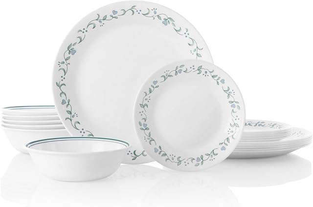 Corelle Triple Layer Glass Chip Resistant Lightweight Round Plates and Bowls 18-Piece Dinnerware Set