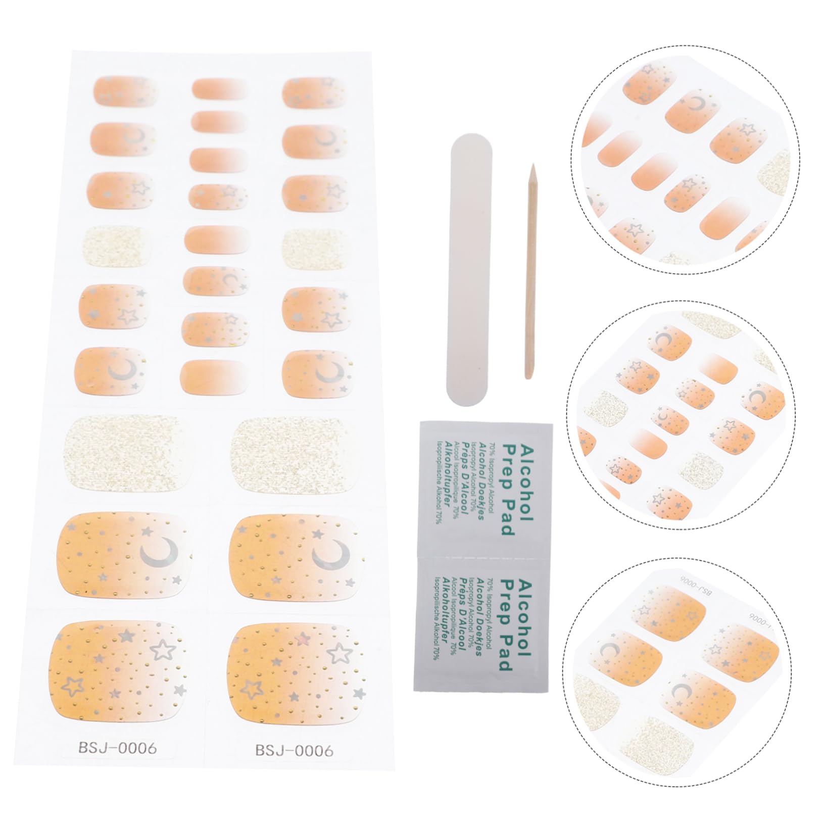 PACKOVE 3sets Sticker Unghie Gel Semi Polimerizzati Per Decorazione Adesivi Per Unghie Design Facile Applicazione e Rimozione Per e Ragazze Include e Bastoncino