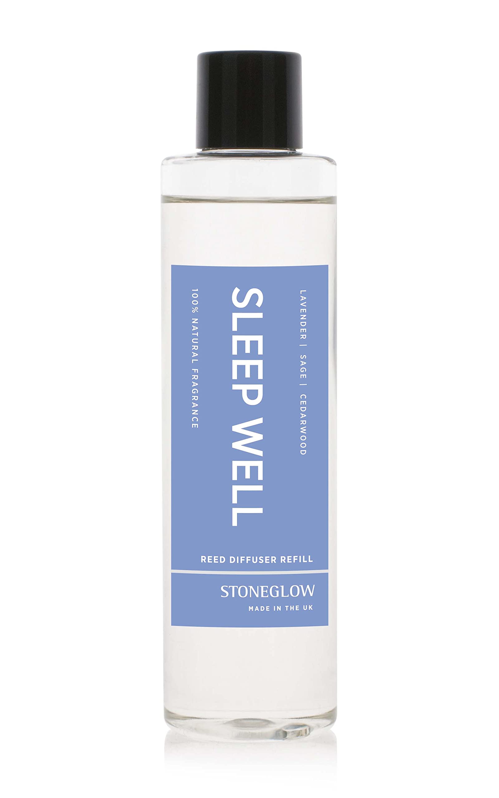 Stoneglow Wellbeing Collection - Sleep Well 210ml Scented Reed Diffuser Refill - Lavander, Sage, Cedarwood (Blue)