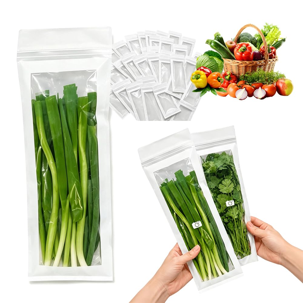 Thick Double Seal Food Storage Bags Long Sealed Bags For Vegetables (50)