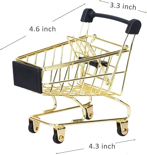 Miniatura 20 de Mini carrito de compras, carrito de supermercado, mini carrito de compras, mini juguete de almacenamiento de supermercado, adornos decorativos