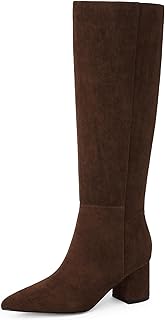 Knee High Boots for Women Chunky Heel Pointed Toe Boots Side Zipper Long...