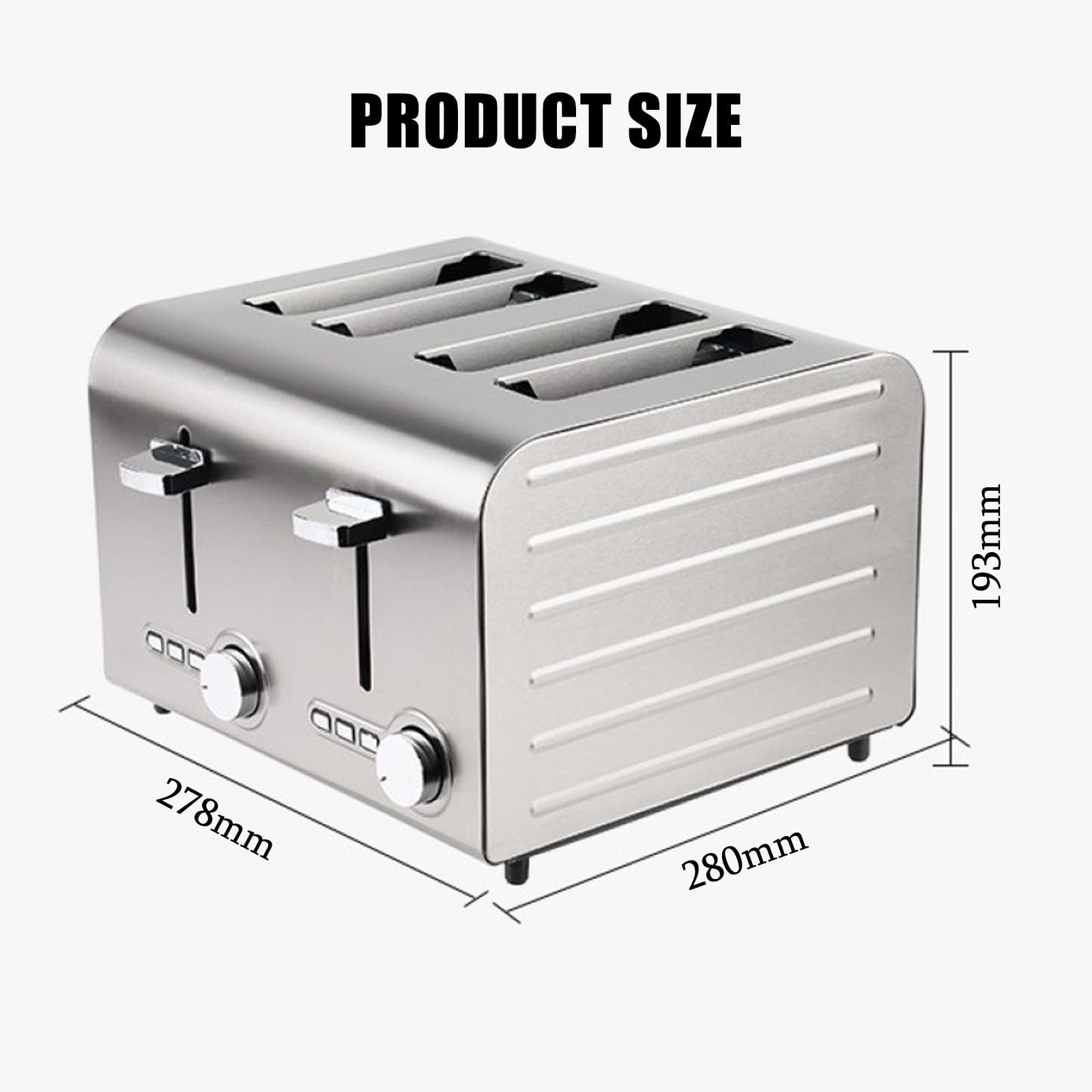 Tostadora Comercial De Acero Inoxidable Para 2,4 Y 6 Rebanadas,Con FuncióN De Congelado,CancelacióN Y Recalentamiento,Ranuras Extra Anchas,Para Restaurantes,PanaderíAs Y Cocinas,4-Slices