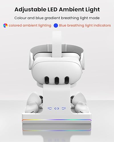 Miniatura 3 de Base de carga para Meta Oculus Quest 3 Estación de carga GEEKERA con indicador LED, soporte de carga VR para auriculares y controladores Meta Quest