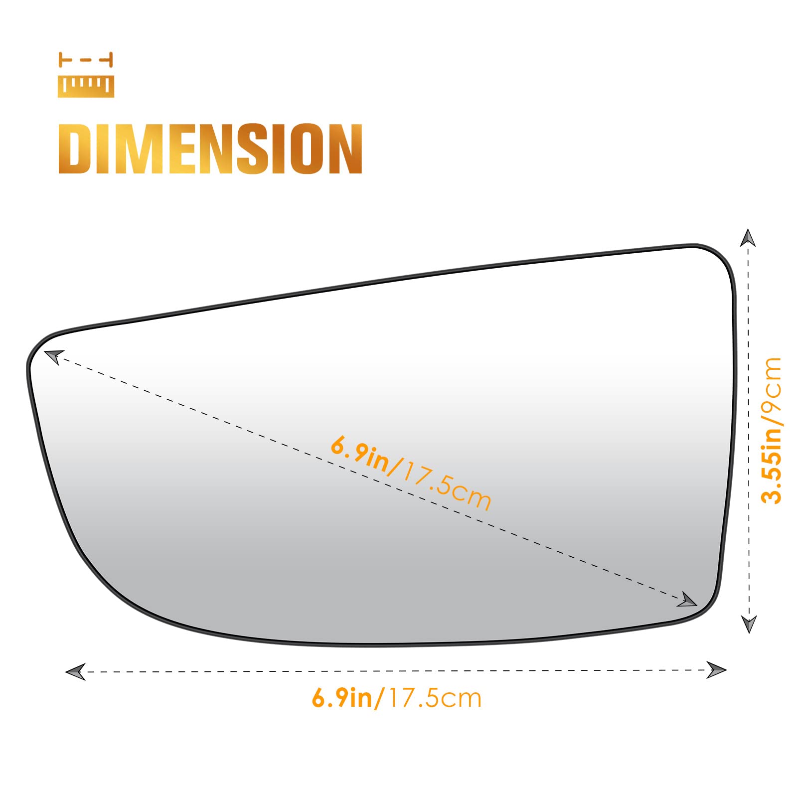 Left Passenger Side Door/Wing Mirror Glass, for Ford for