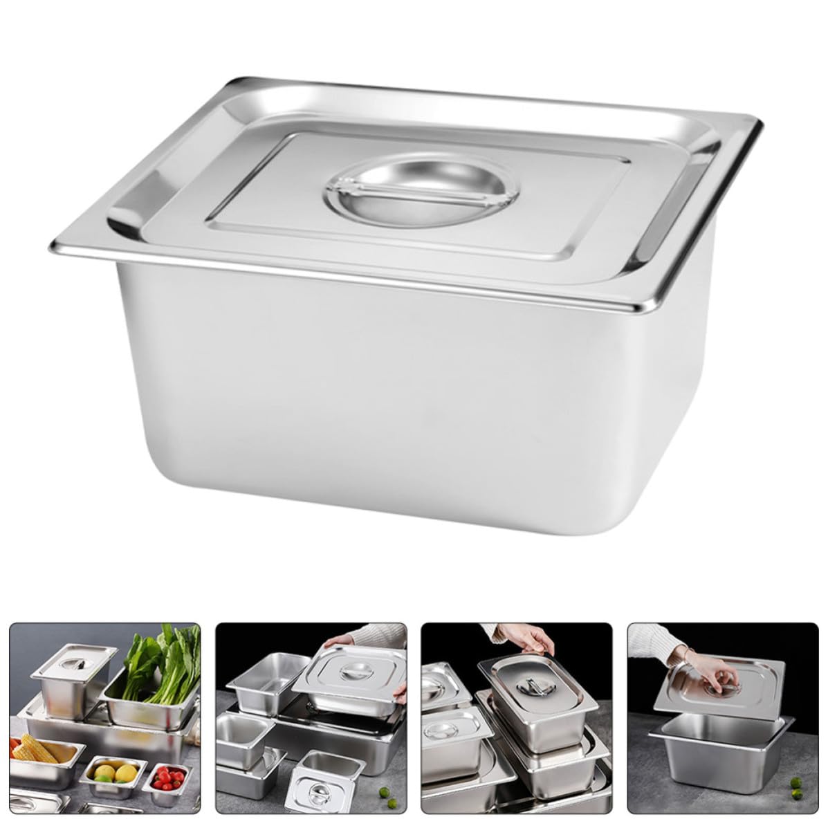 Reutilizables y Fáciles de Limpiar Juego de 2 Bandejas Rectangulares de Acero Inoxidable Plata Ideales para Servir Buffet y Catering para Servir Buffet y Catering