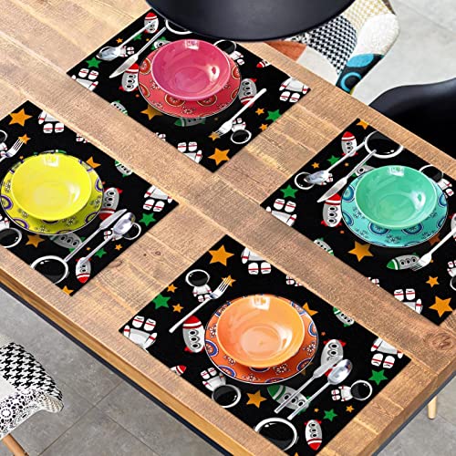 Set de table noir antidérapant Cosmonauts lot de 6 pièces pour table à manger - 8