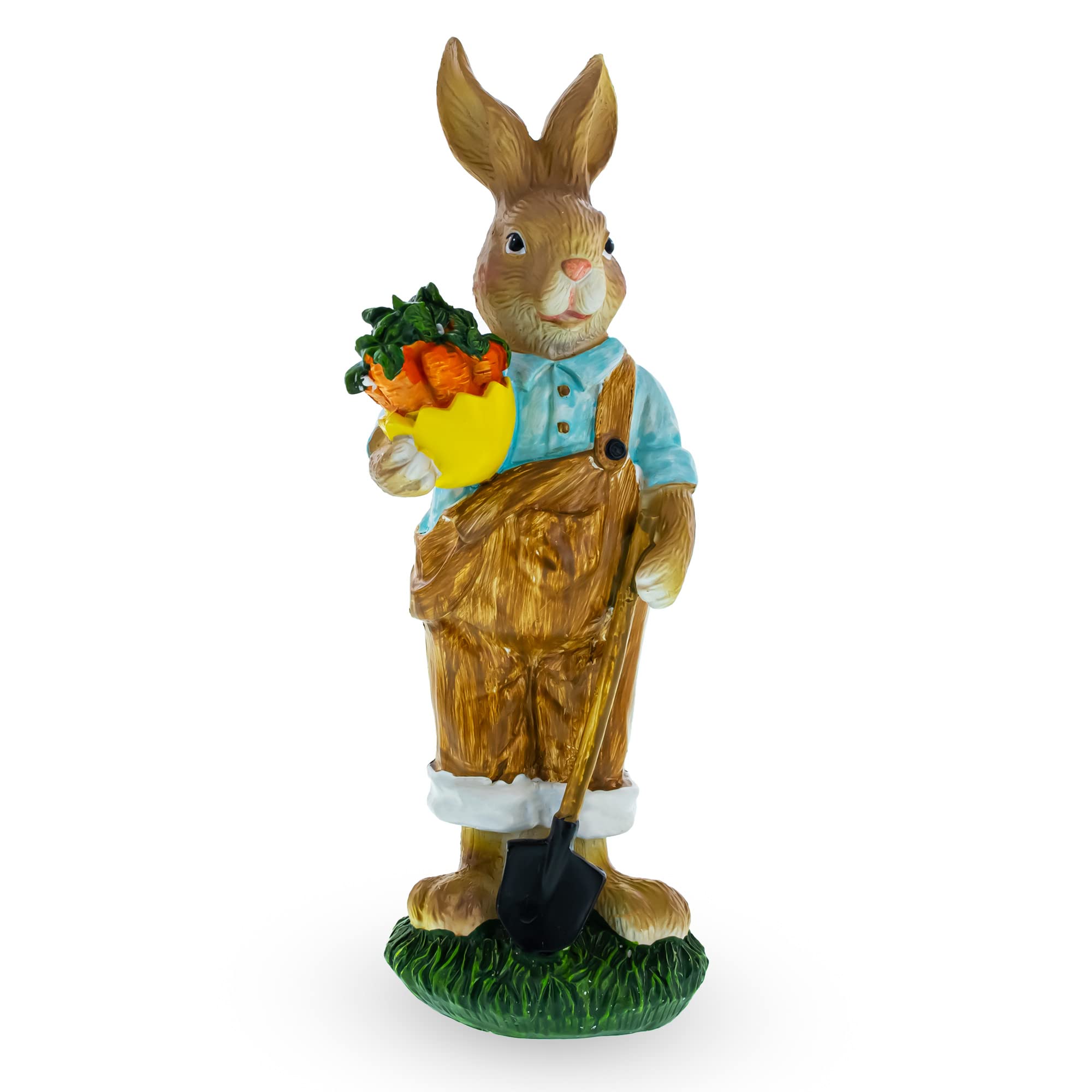 Figurine Père lapin avec panier carottes : idée cadeau de Pâques