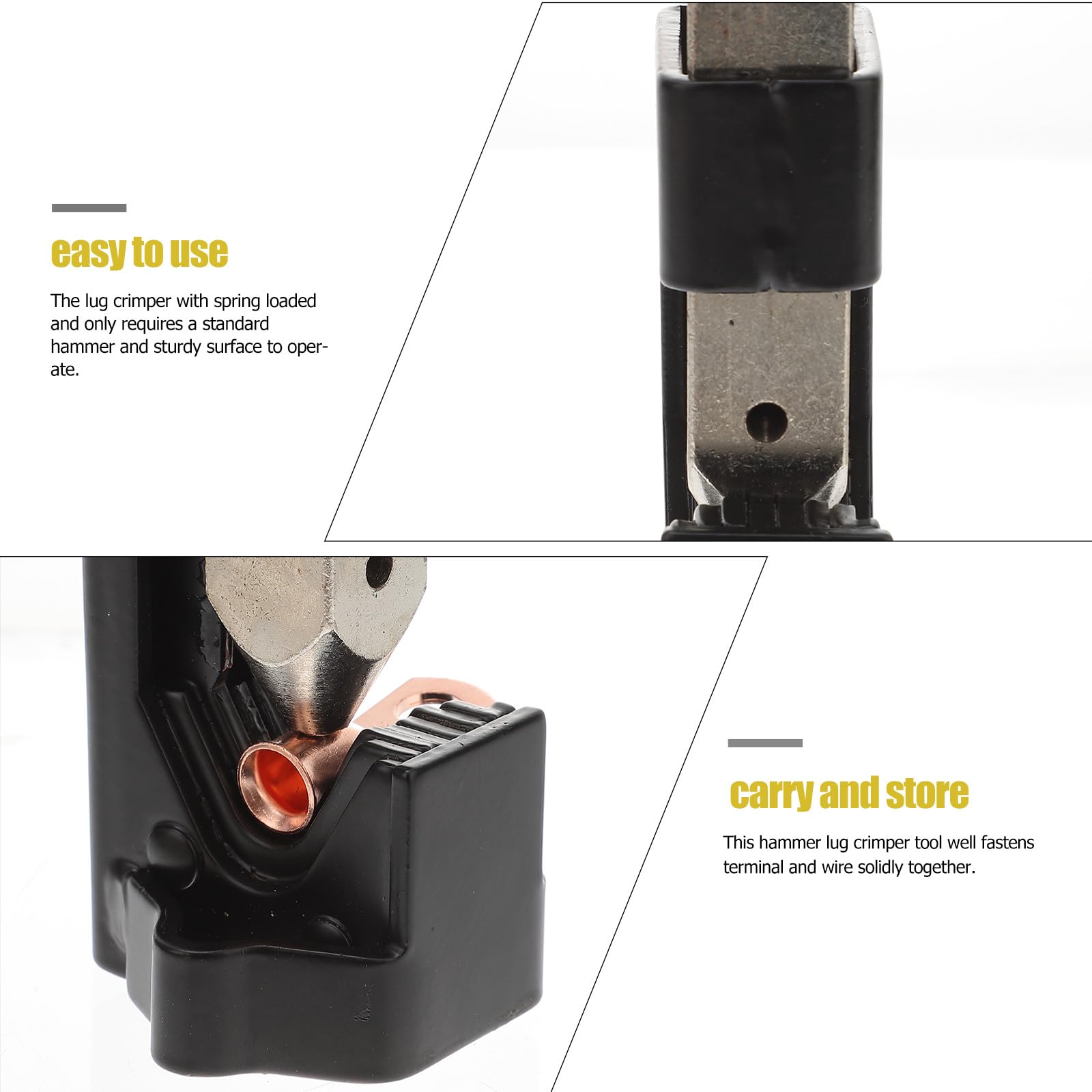 Juego de Herramienta de Engarce para Cables de Batería Terminal de Anillo 4 Awg, Acero Resistente y Resorte para Proyectos Marinos y Cables de Soldadura