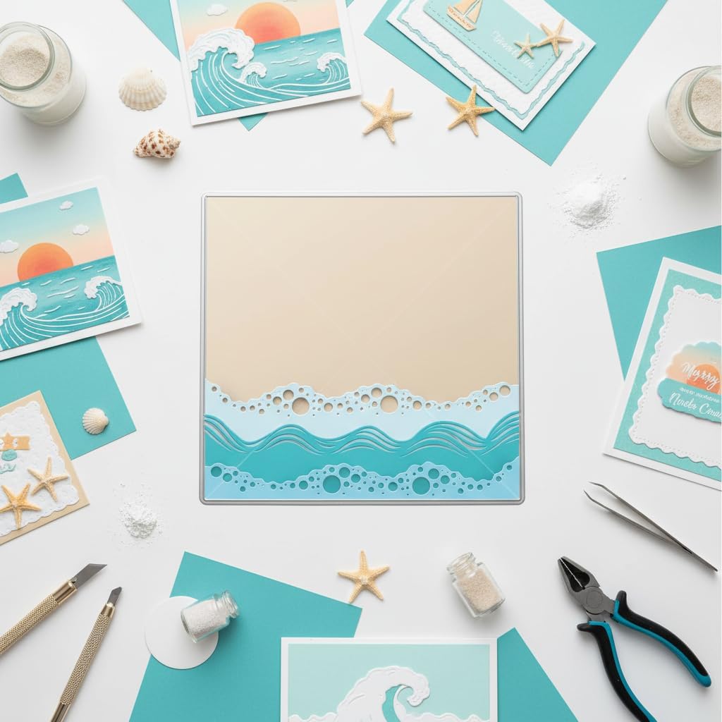 Ocean Beach Wave Metal Cutting Dies Special Summer Background Stencil Decorative Gift Craft for DIY Scrapbooking Die-Cutting and Embossing