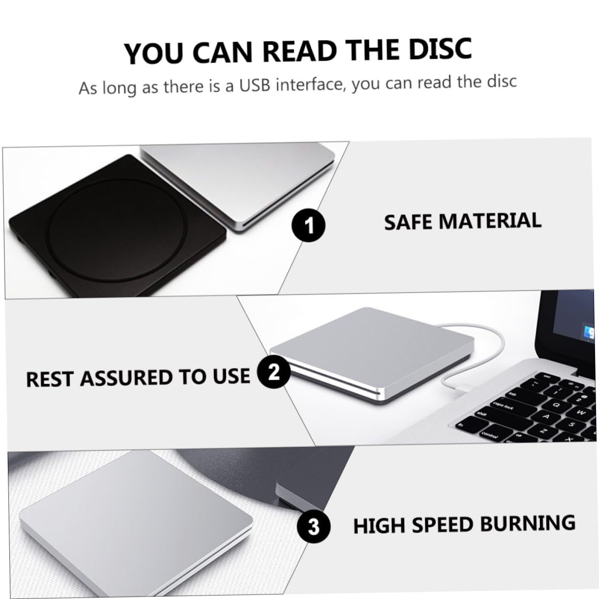 Operitacx Grabadora de DVD ROM USB 3.0 8X Abs Plata para Ordenador | Instalación de Sistema, Música y Cine, Copia de Seguridad de Datos, Uso Doméstico en Sobremesa