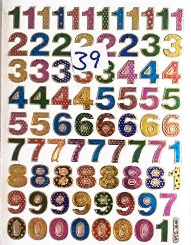 B2see Papeterie-Stickers-Chiffres-Autocollants-adhesifs Chiffres a Coller Auto-collantes 2 Feuilles 