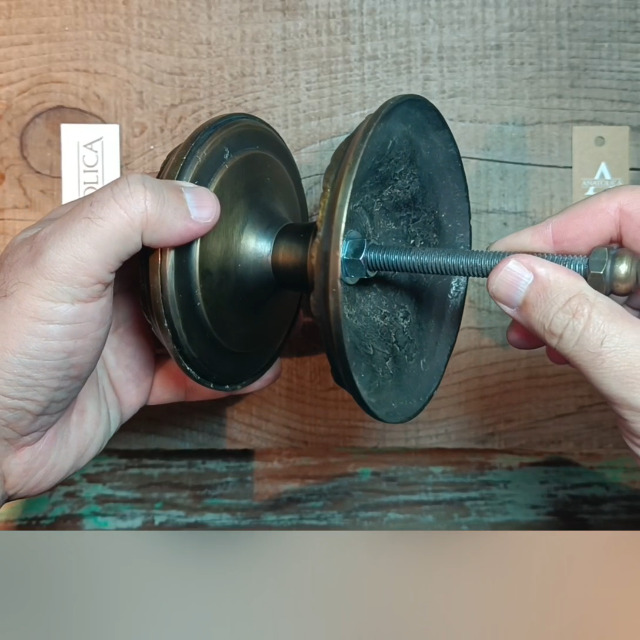 Anatolica Large Centre Front Door Knob, Solid Brass, 4.33 inches