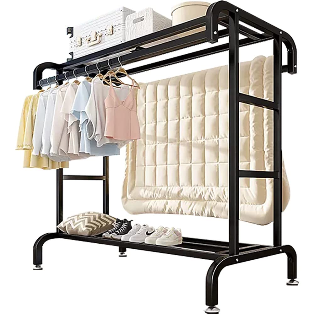 Aycdl A Ycdl Freestanding Garment Rack With Wheels, Double Rail Nd Storage Shelf For Hanging Clothes, Multifunctional Design,-80 * 50 * 150Cm
