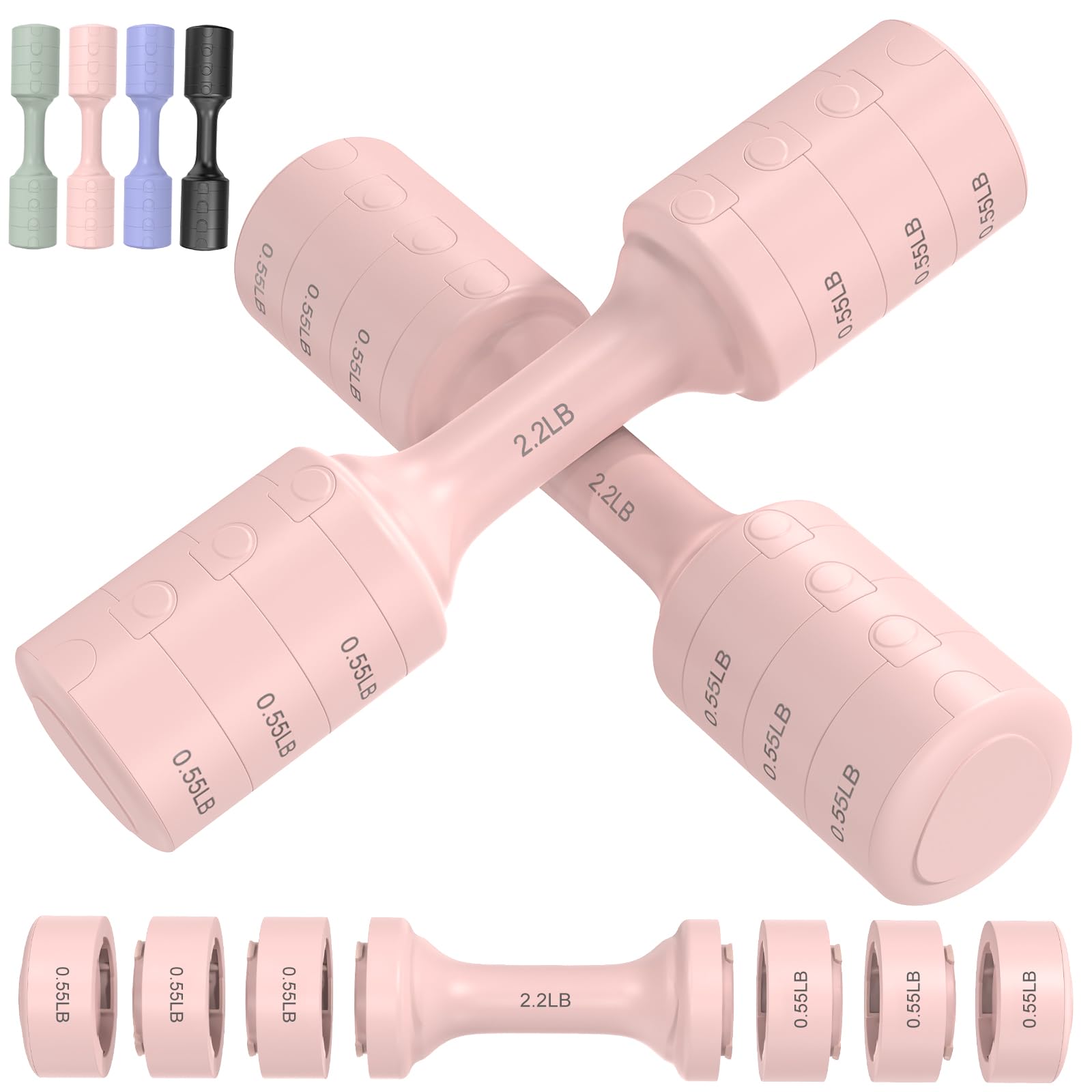 Adjustable Dumbbell Set of 2 11Lb Pair Weights Dumbbells for Women Each 2 2lb 3 3lb 4 4lb