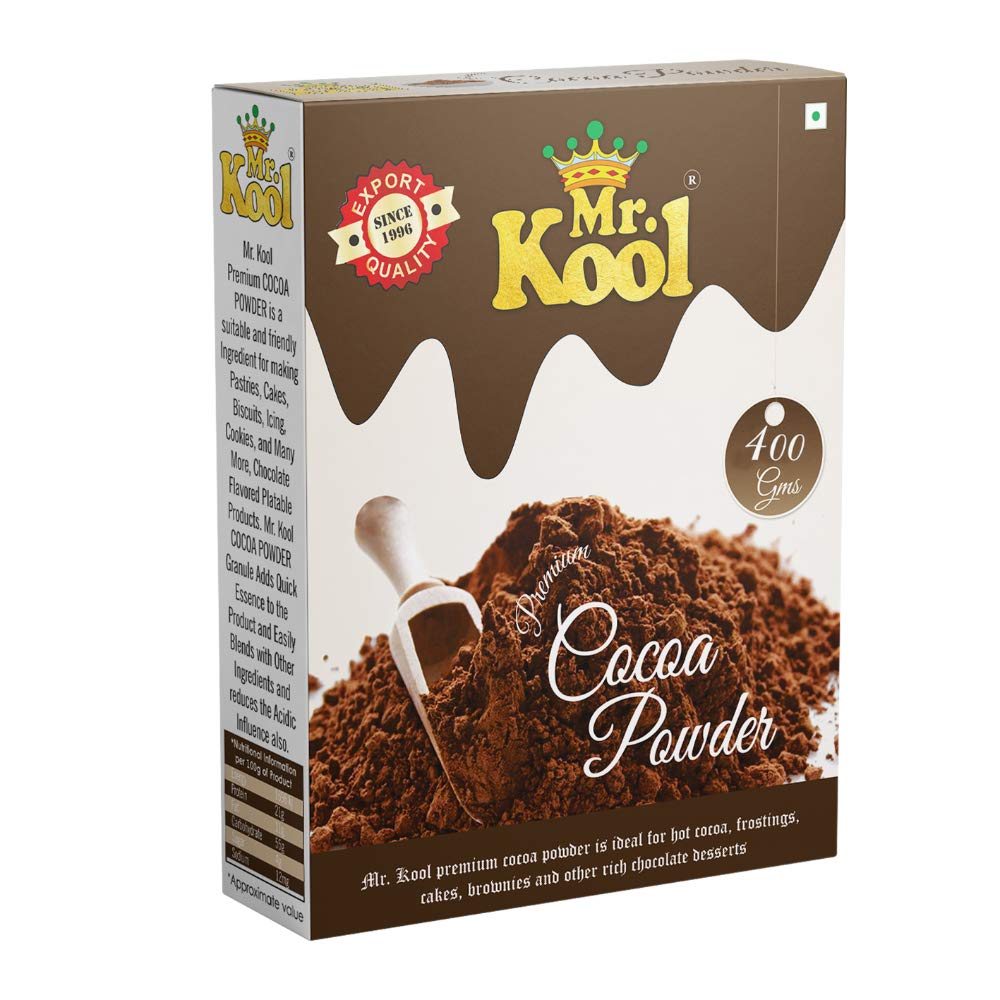 Mr. Kool Natural Unsweetened Cocoa Powder Box for Making Cakes, Cookies, Chocolate,Shakes, Smoothies, Frosting 400 Gm (B07TJDW6BD) Amazon Price History, Amazon Price Tracker