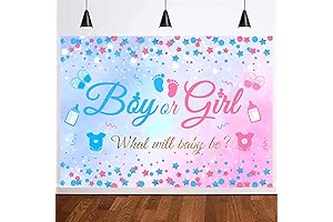 Gender Reveal Party Backdrop - Boy or Girl He or She Photo Booth Banner
