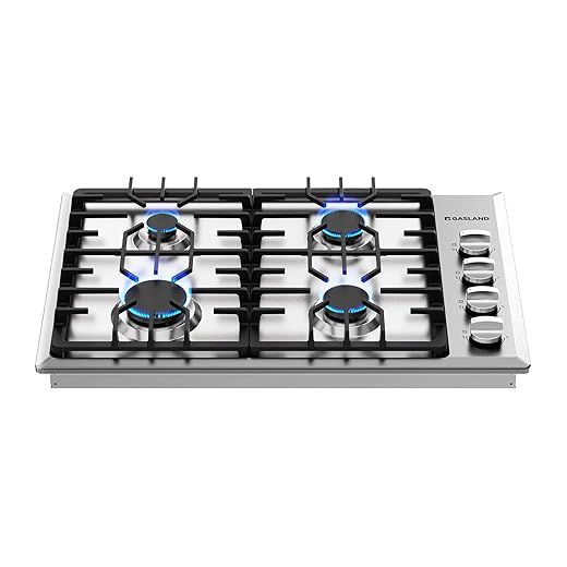 GASLAND 30 Inch Gas Cooktop with 4 Burners PRO GH2304SS,NG/LPG Convertible Natural Gas Propane Cooktops, Auto Ignition, Thermocouple Protection
